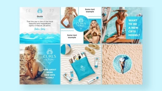 A blue themed Instagram page layout design