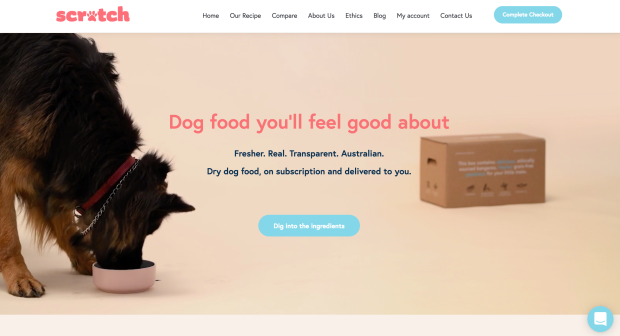 Scratch Pet Food home page