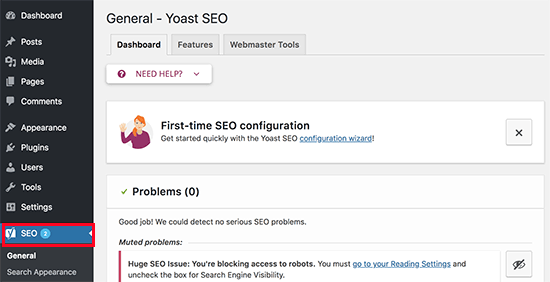 Yoast SEO settings