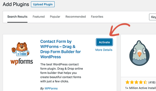 Activating a WordPress plugin