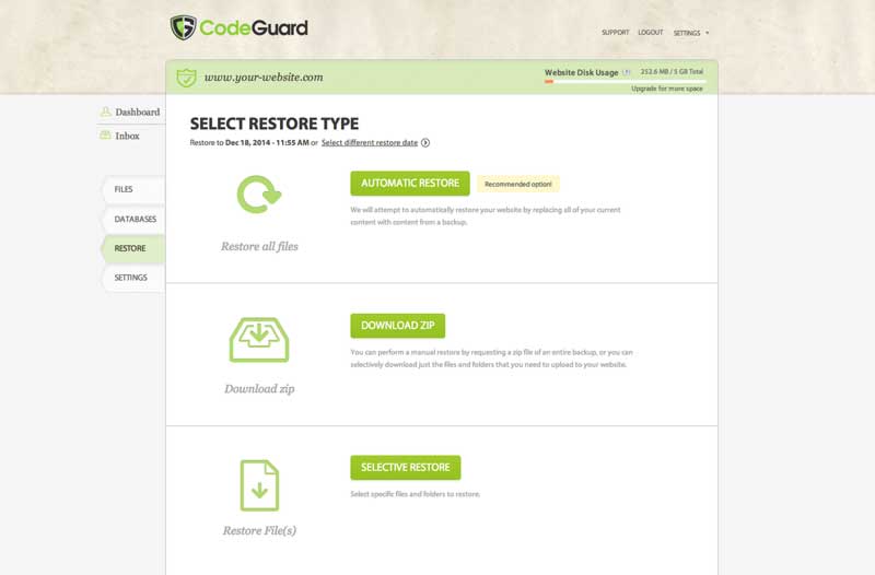 Codeguard Website Backup Monitor Restore Service