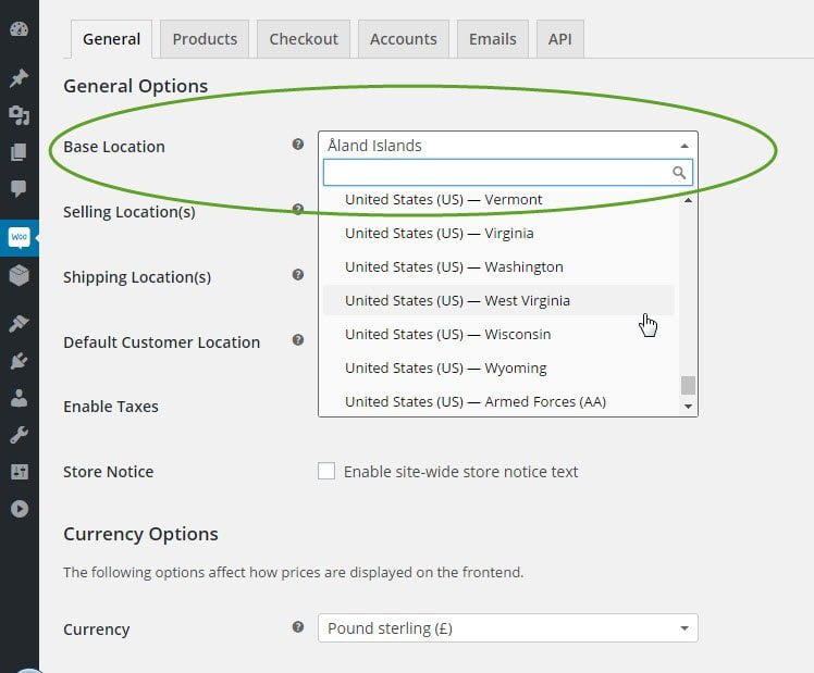 WooCommerce Settings General Store Setup Hosting Customer Billing Location