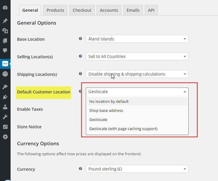 WooCommerce Settings General Store Setup Hosting Customer Billing Location