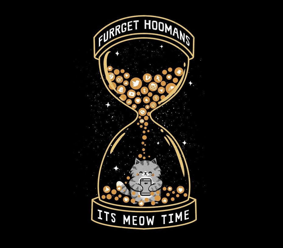 fun cat in an hourglass illustration