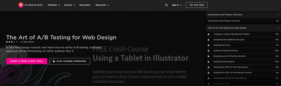 Screenshot of Pluralsight responsive web design tutorials