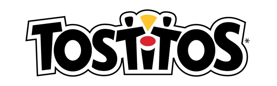Tostitos logo showing two people sharing a chip in the middle