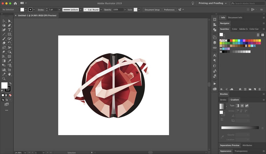 Vector design in Adobe Illustrator's interface