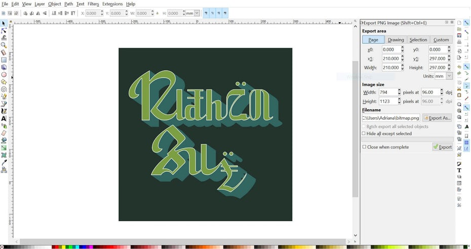 Typography design inside of Inkscape's interface