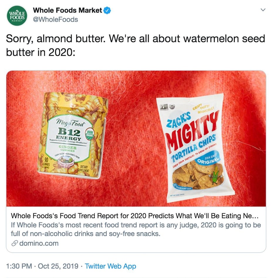 Whole Foods Trend Report Tweet