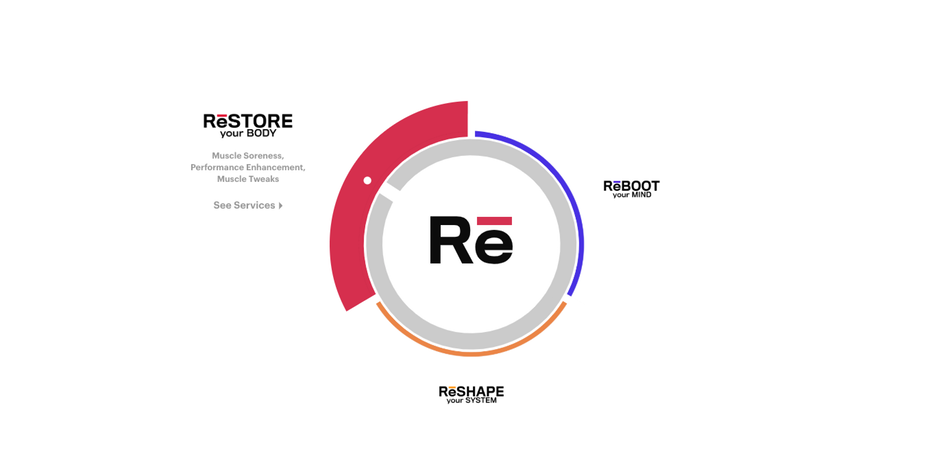 Minimalist web design with central dial image