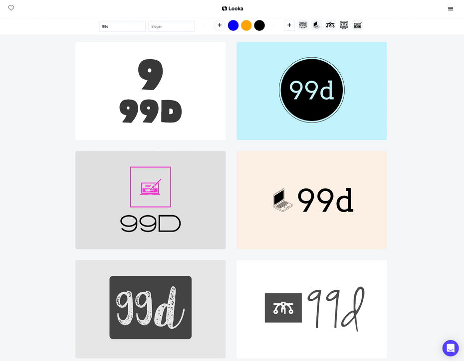Looka's logo creator interface