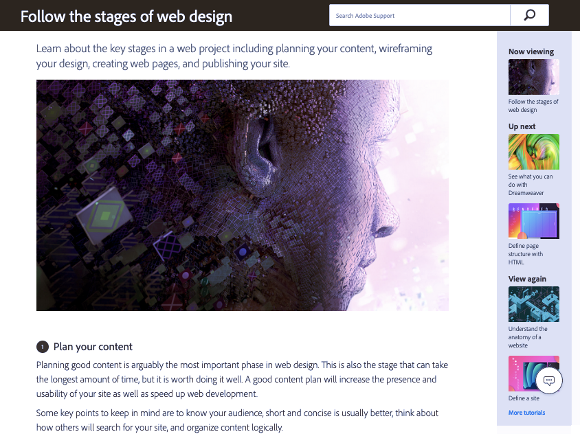 Screenshot of Dreamweaver Tutorials web design tutorials