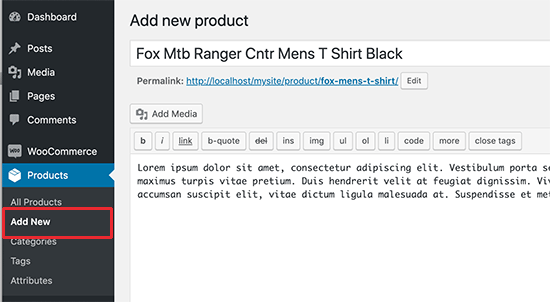 Add new product in WooCommerce
