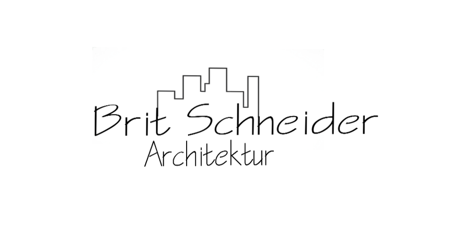 Line drawing logo showing the name “Brit Schneider Architektur” below a city skyline