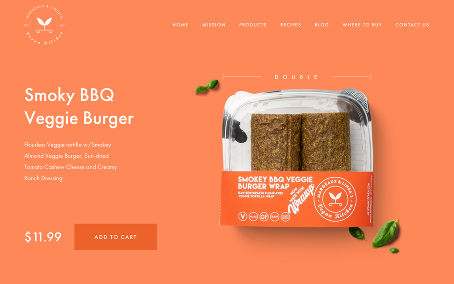 Web design for a vegan food service