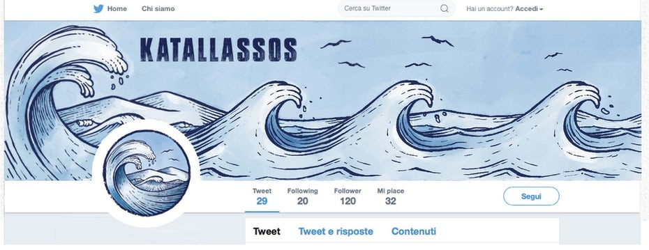 Profile picture and cover image design showing an illustrated ocean