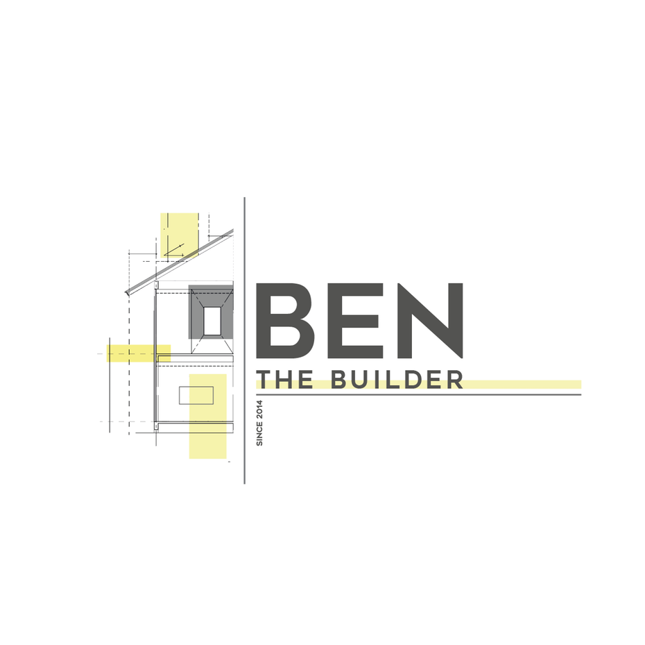 Yellow and gray logo with an image of a home under construction