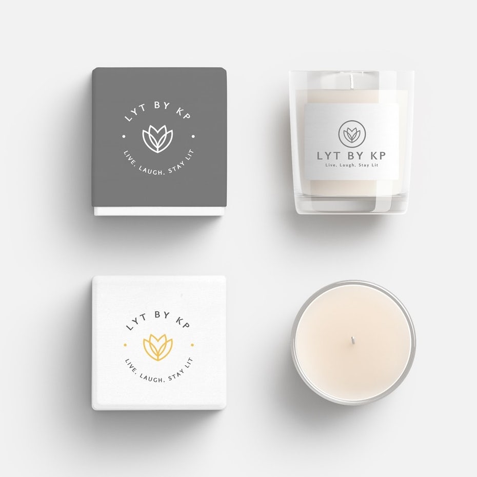 minimalistic white CBD candle packaging design