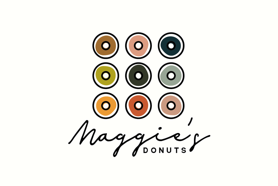 A modern minimalist logo design for a donut shop