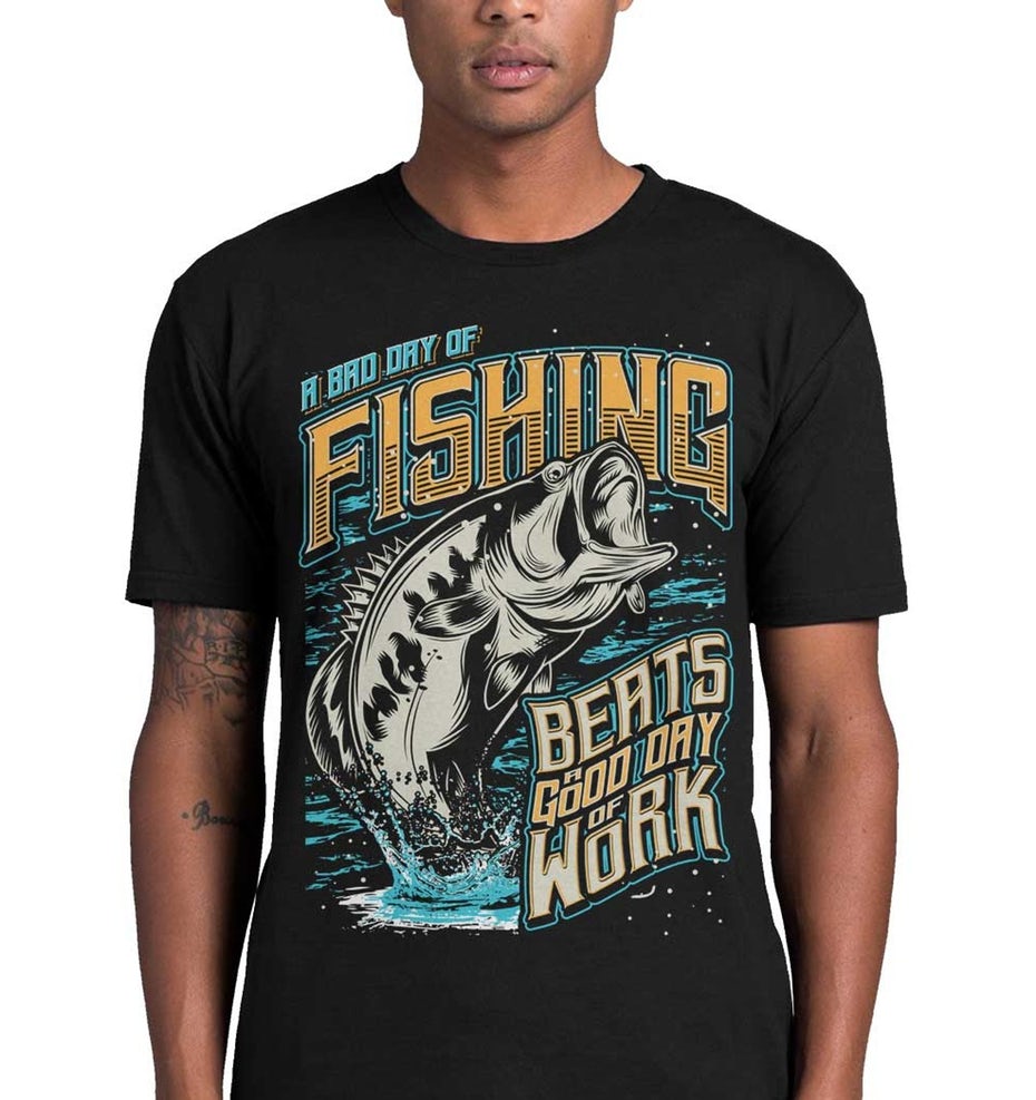 fishing t-shirt design with jumping fish