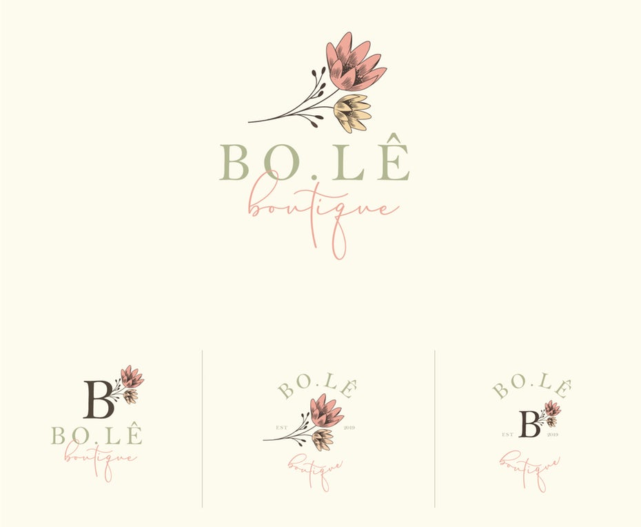 Hand-drawn floral logo design