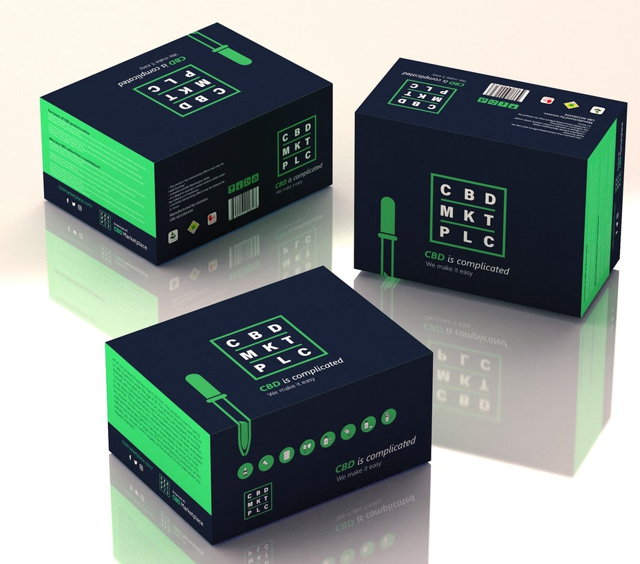 green and black cbd product packaging