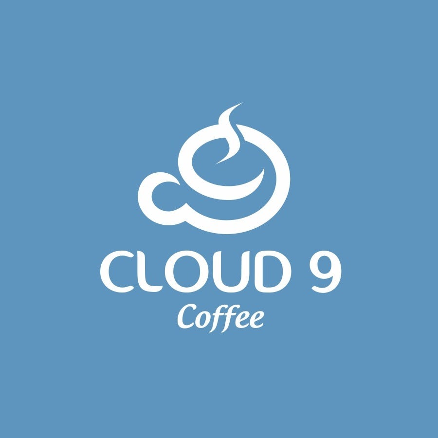 logo with hidden meaning with coffee cup in shape of a 9