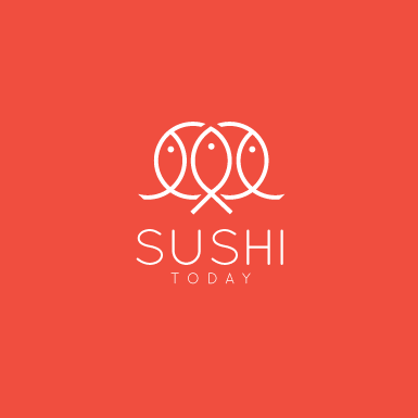 minimal line art fish logo for sushi restaurant