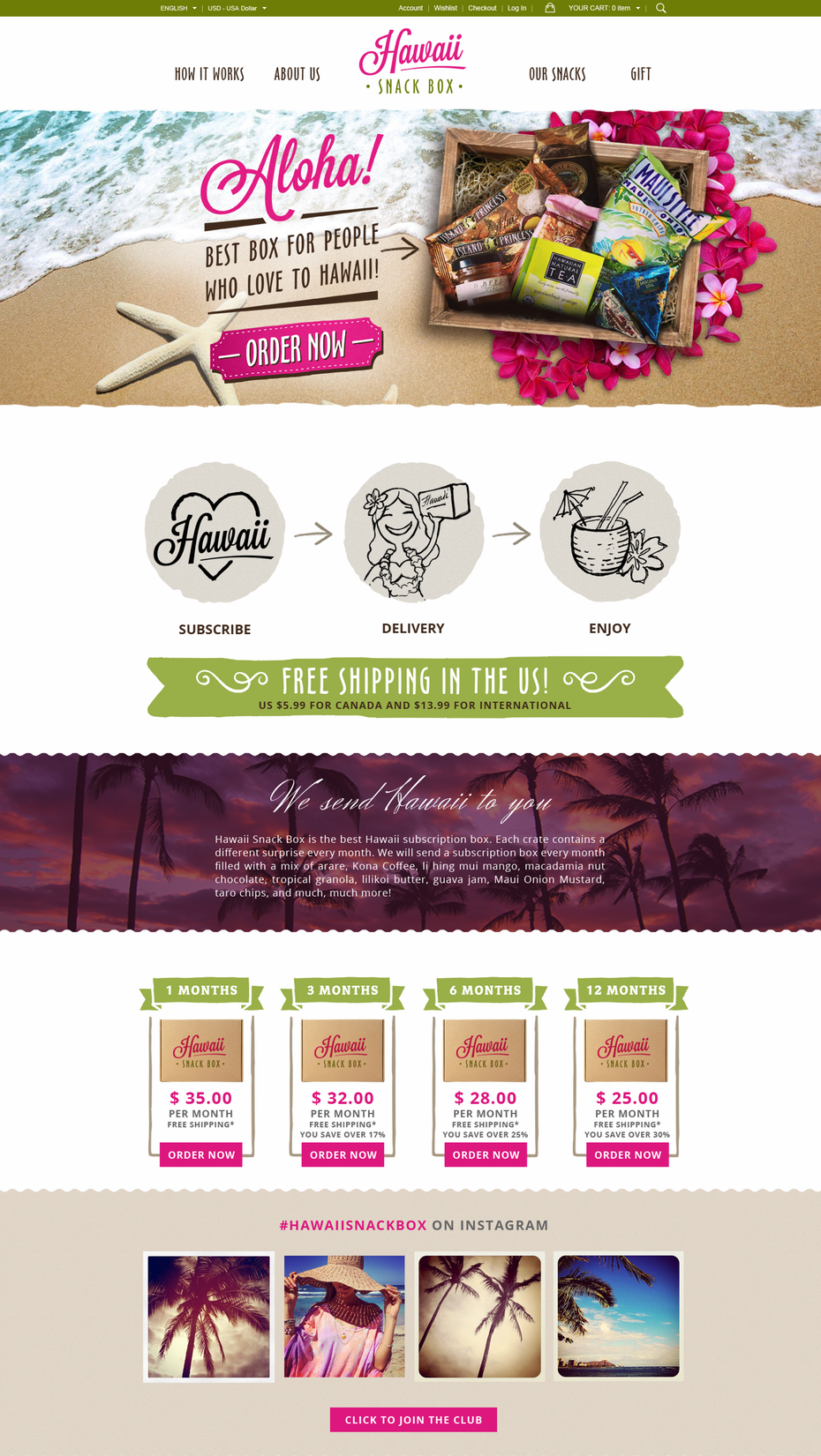 Hawaii Snack Box web design