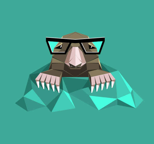 Origami mole with glasses