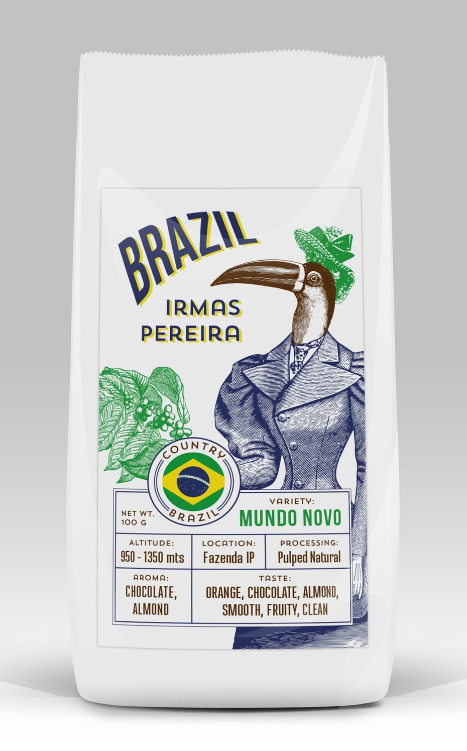 Packaging design trends 2020 example: Metamorphoses Brazilian coffee label