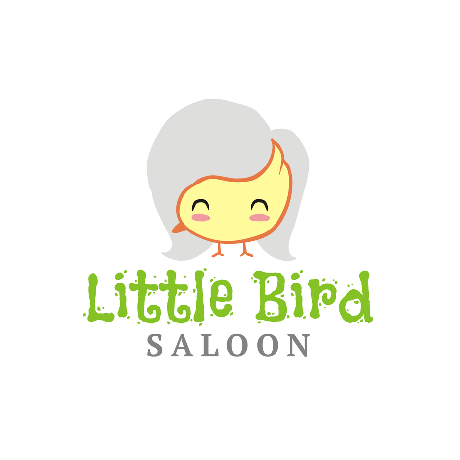 yellow bird logo with a gray hair background that turns it into a face
