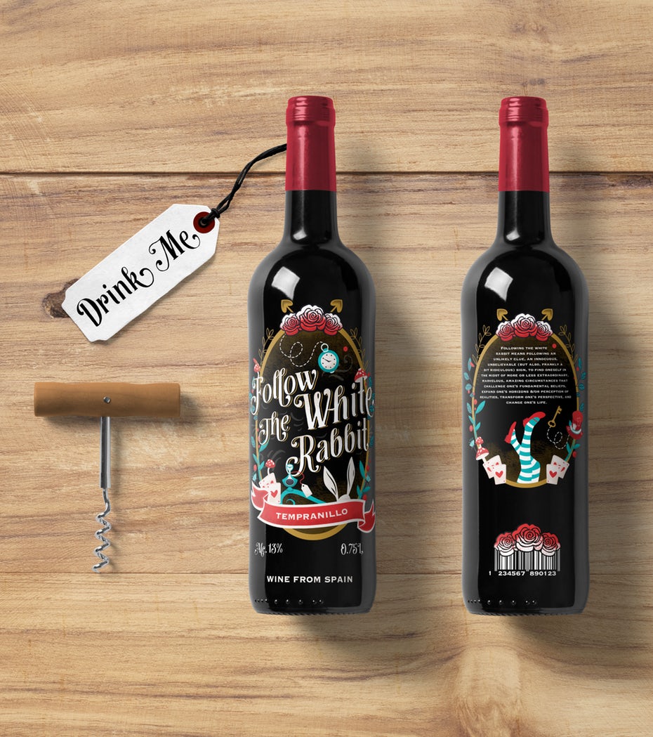 Alice in Wonderland-inspired wine label