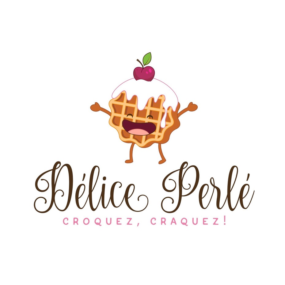 fun waffle logo with mascot