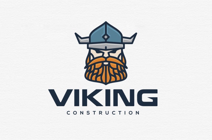 illustration of a viking’s face with the text “viking construction”