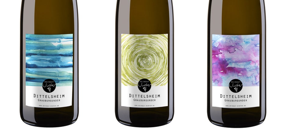 Wine labels with traditional, light bright colors