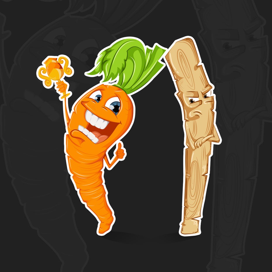 happy carrot with reward and unhappy stick