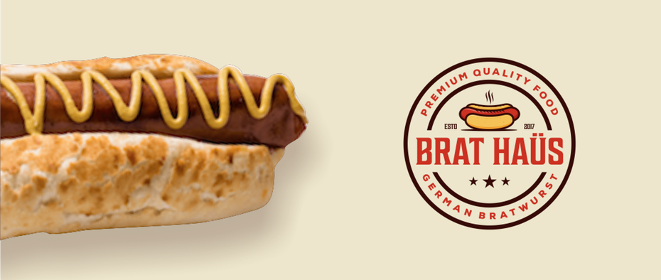 hot dog logo for bratwurst restaurant