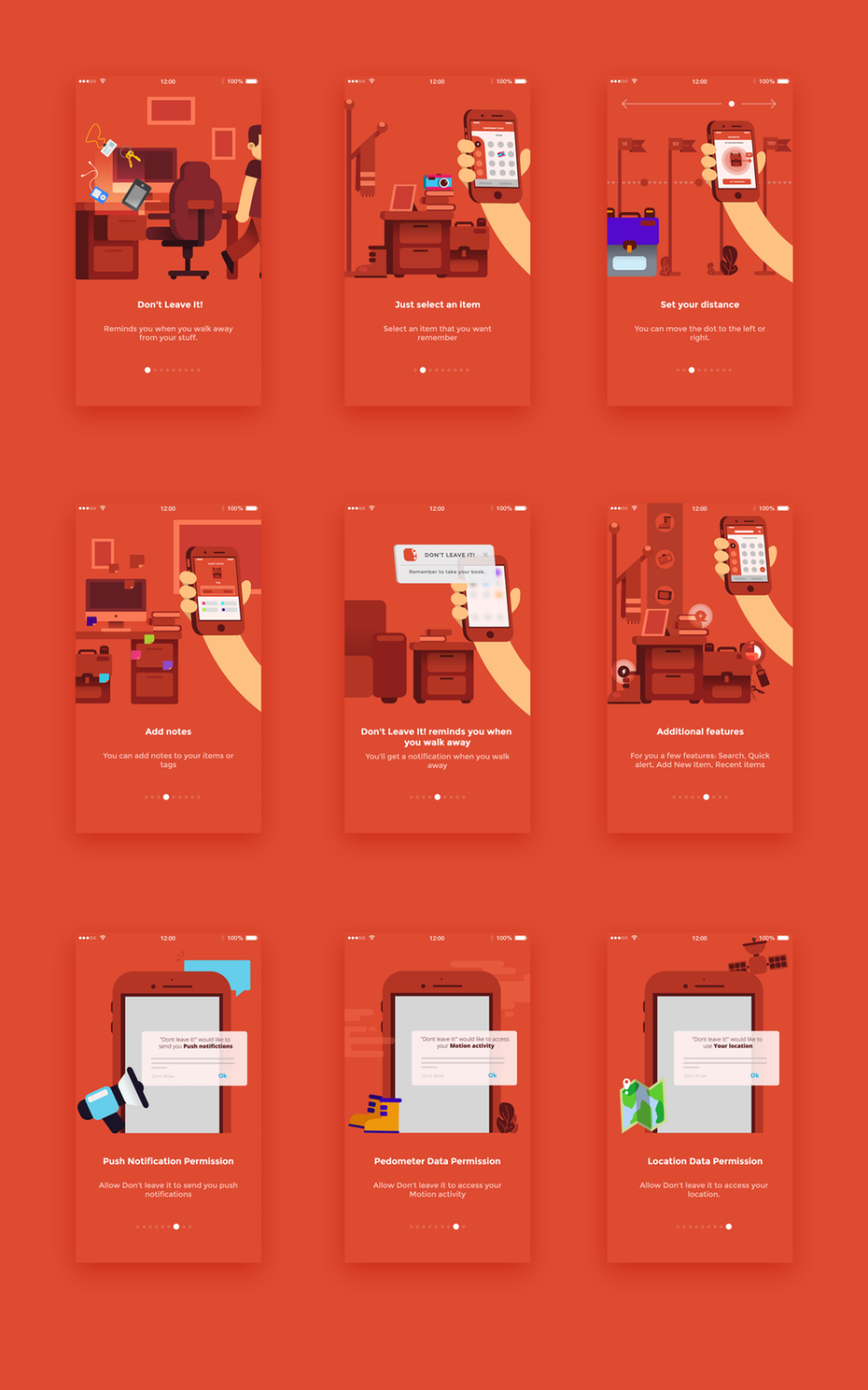 Red app design tutorial featuring flat illustration