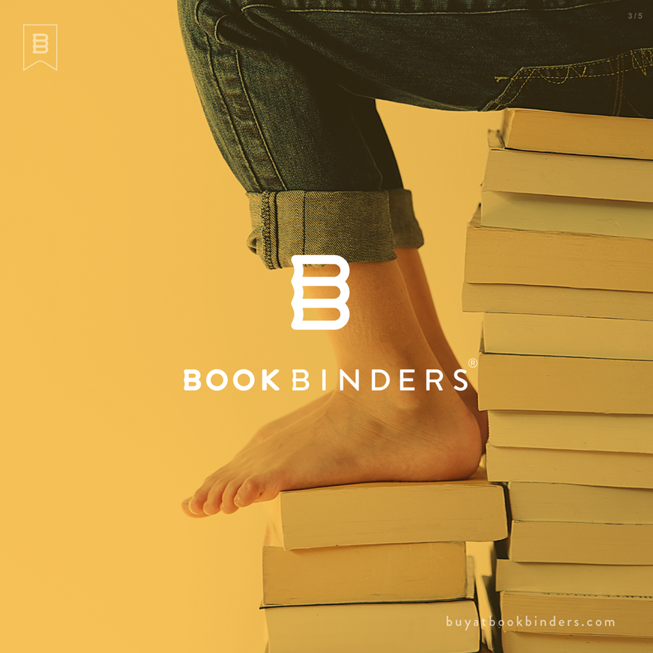 Bold logo in the shape of books