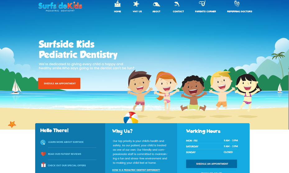 Surfside Kids Pediatric Dentistry website