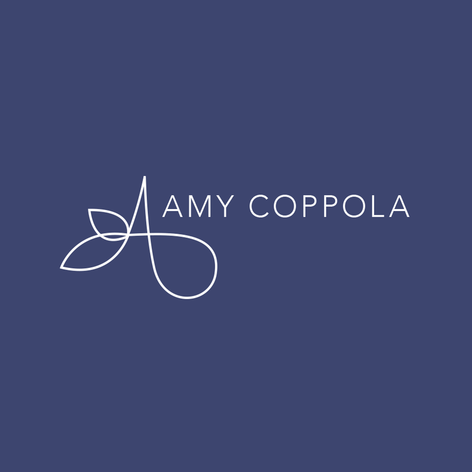 thin, simple wordmark logo that reads “Amy Coppola”