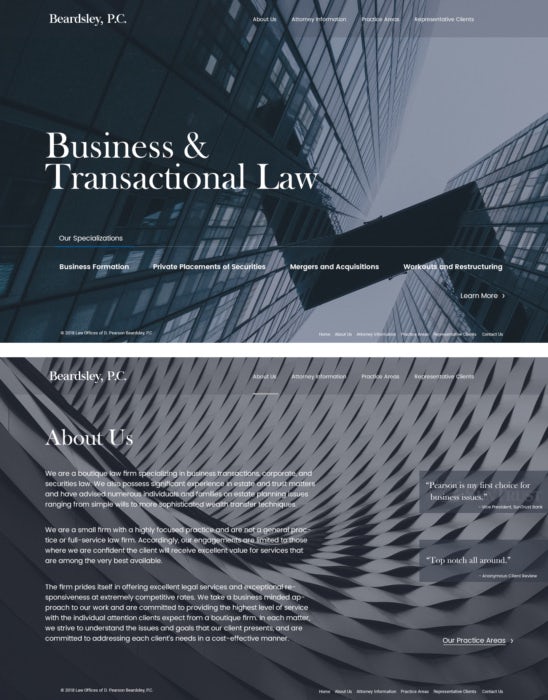 professional minimalistic law web design
