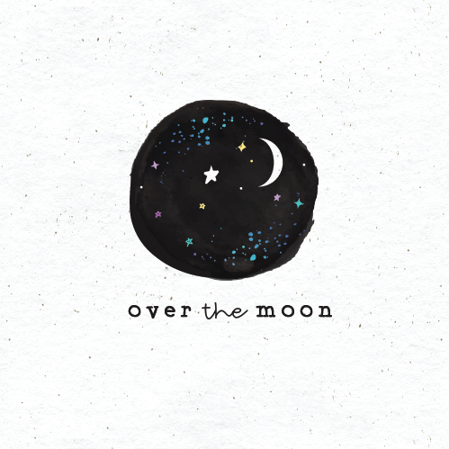 fun and casual restaurant logo in black and white with moon and stars