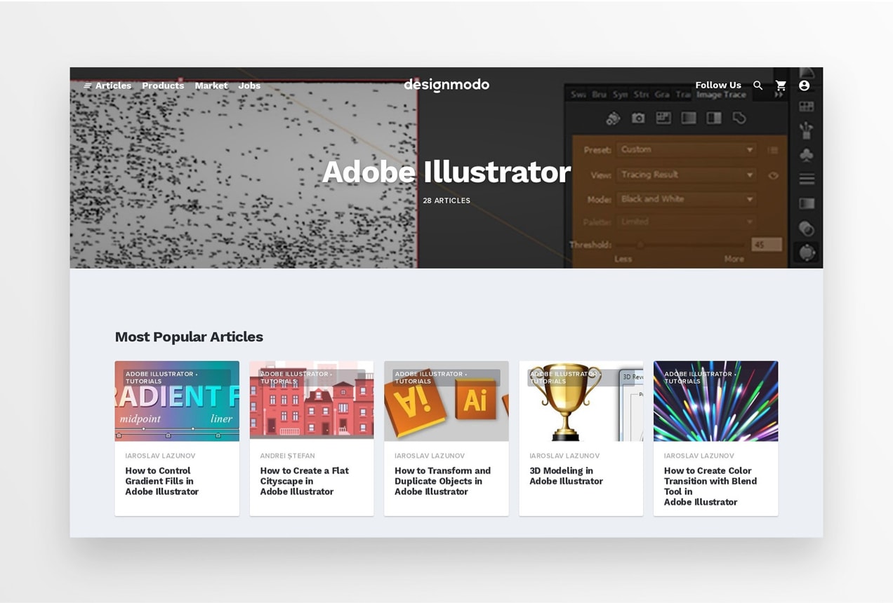 Designmodo blog with feed of Adobe Illustrator posts