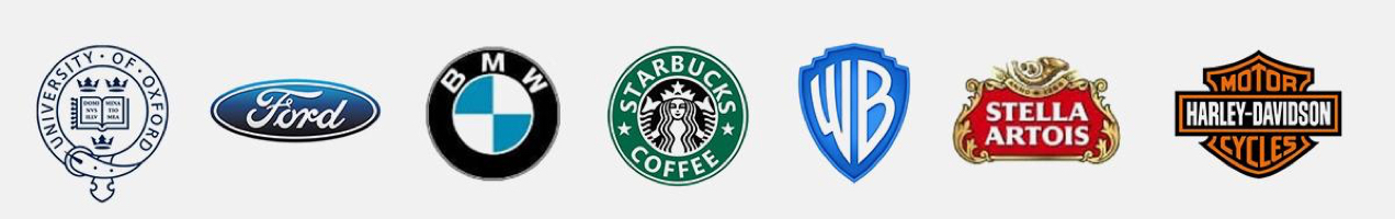 emblem logos like Ford, BMW, and Starbucks