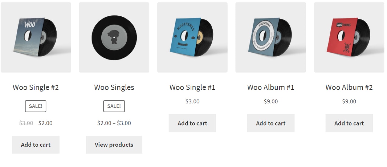 grid of products from a specific category