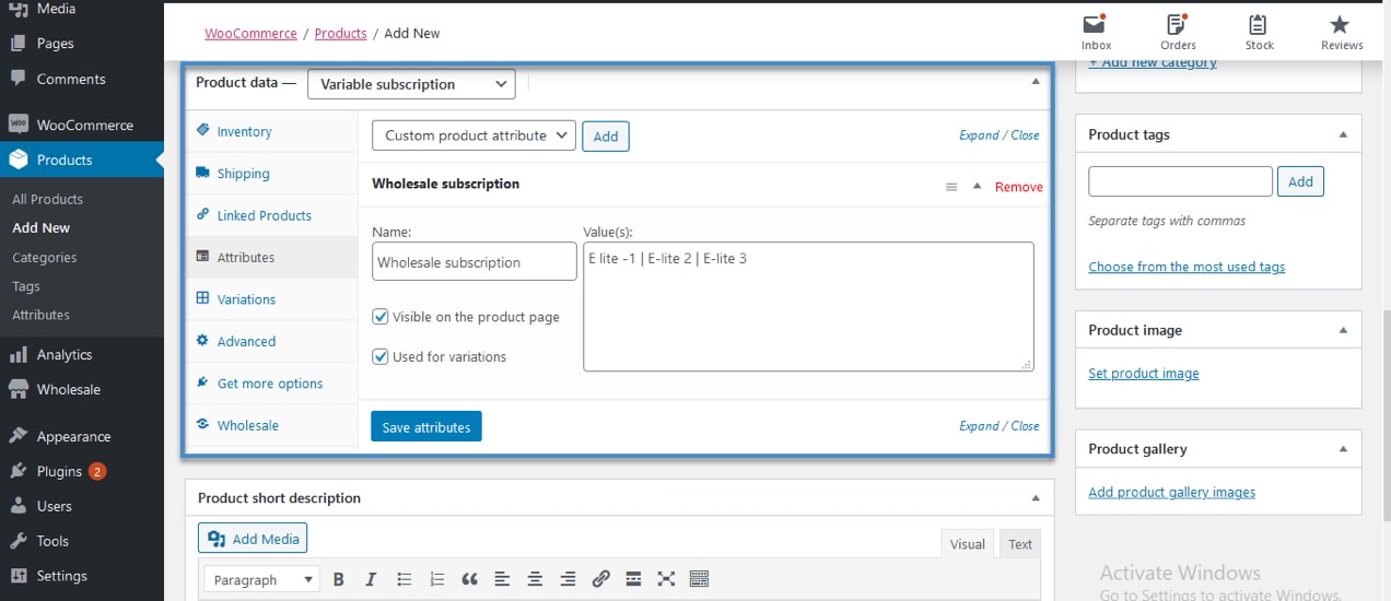 subscriptions settings for wholesale