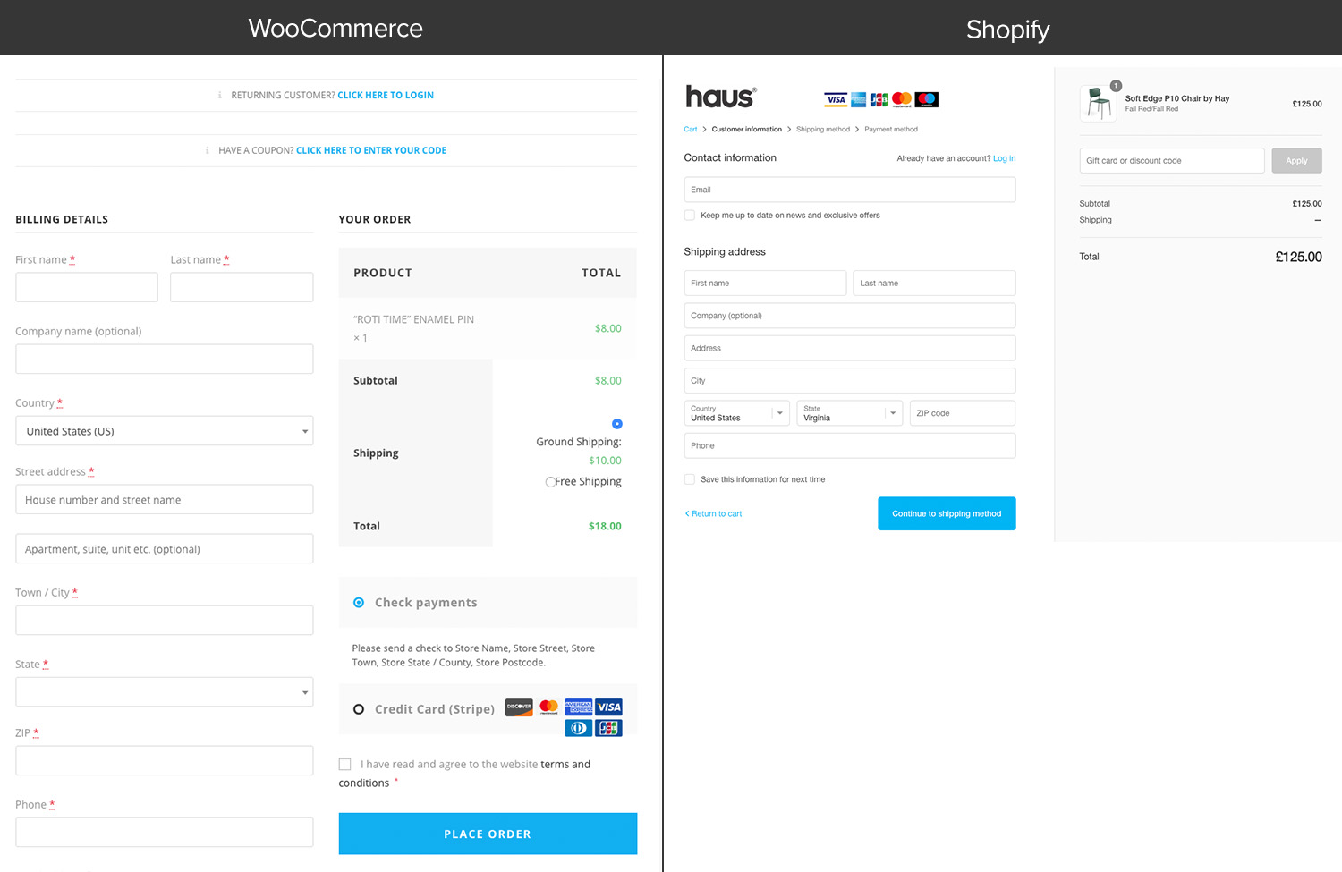Checkout Templates: WooCommerce vs. Shopify