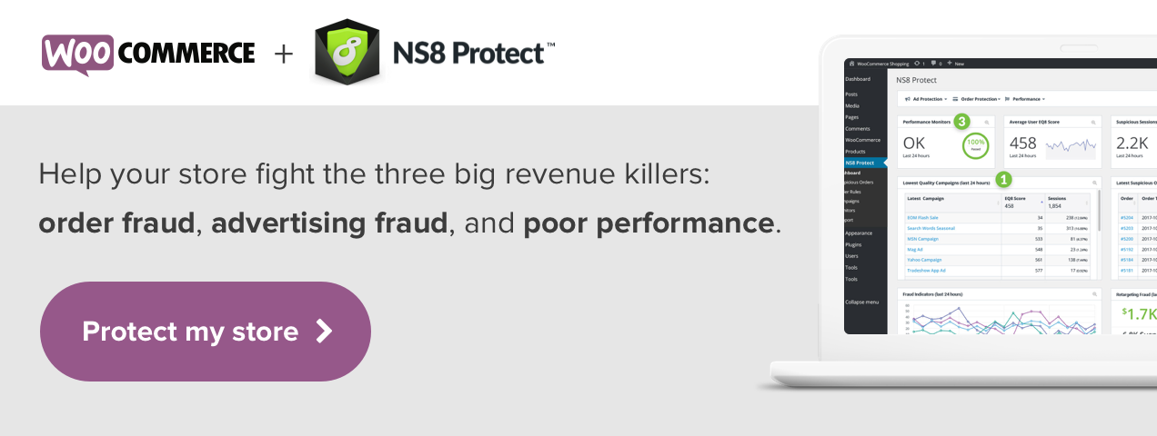 Fight the three big revenue killers with NS8 Protect for WooCommerce